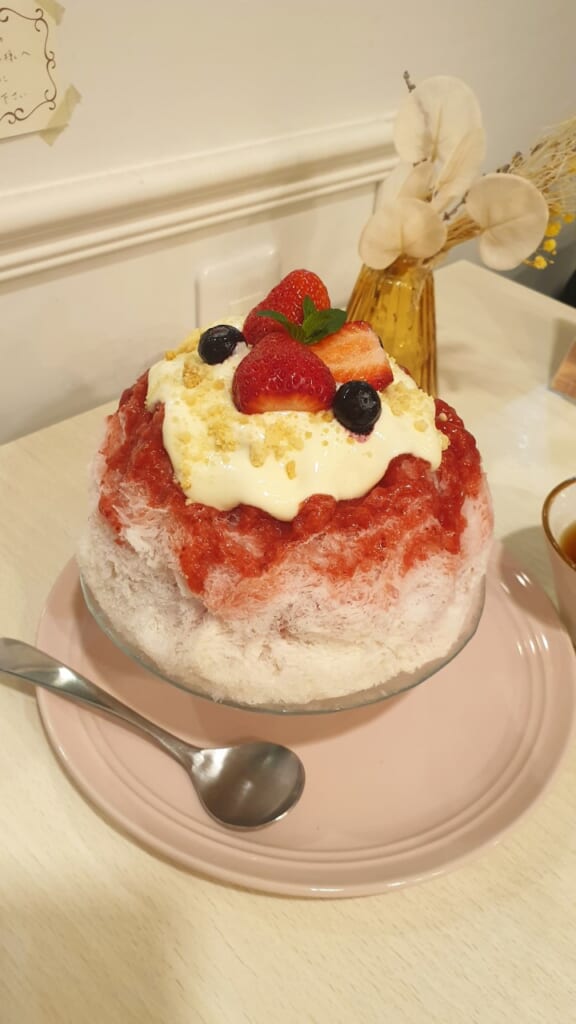 Kakigori à la crème et aux baies mélangées