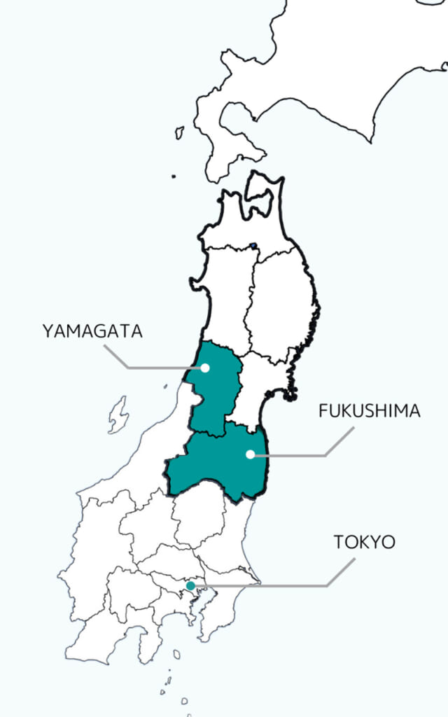 Carte du nord du Honshu