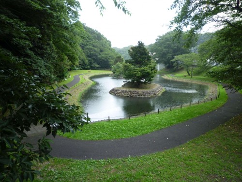 Pequeño lago en el Parque Samagihara de Kanagawa (Japón)