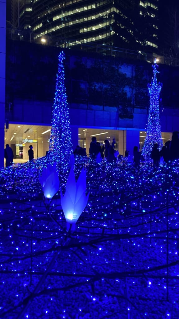 Luces en Caretta Shiodome, Tokio, Japón