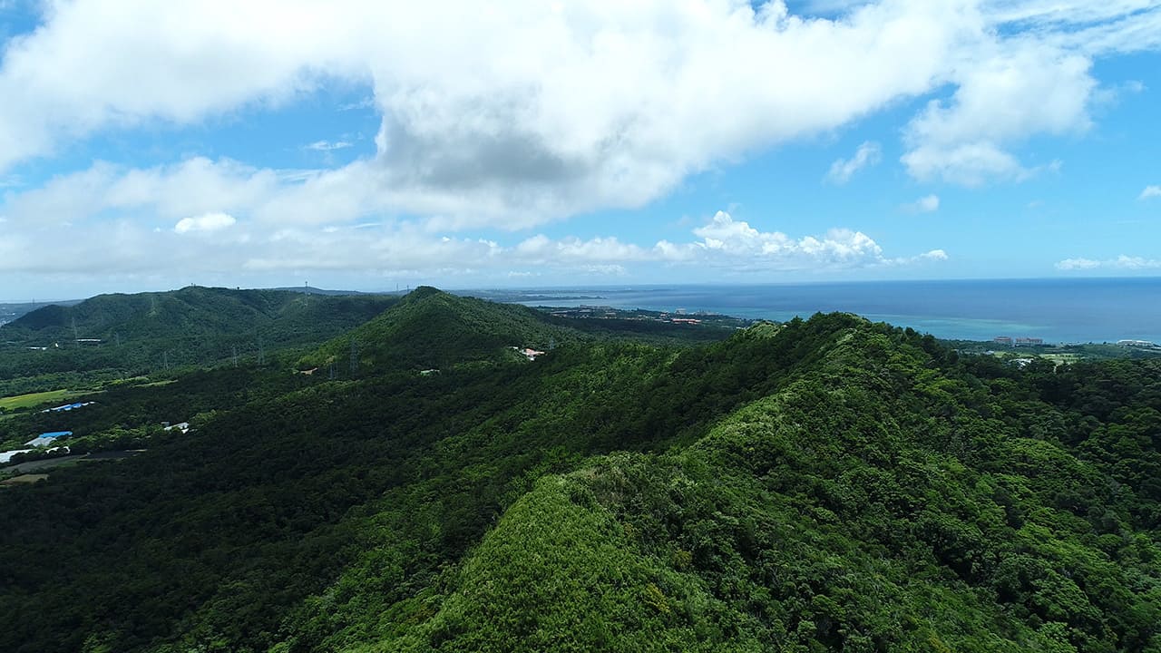 Montañas verdes en las islas de Okinawa