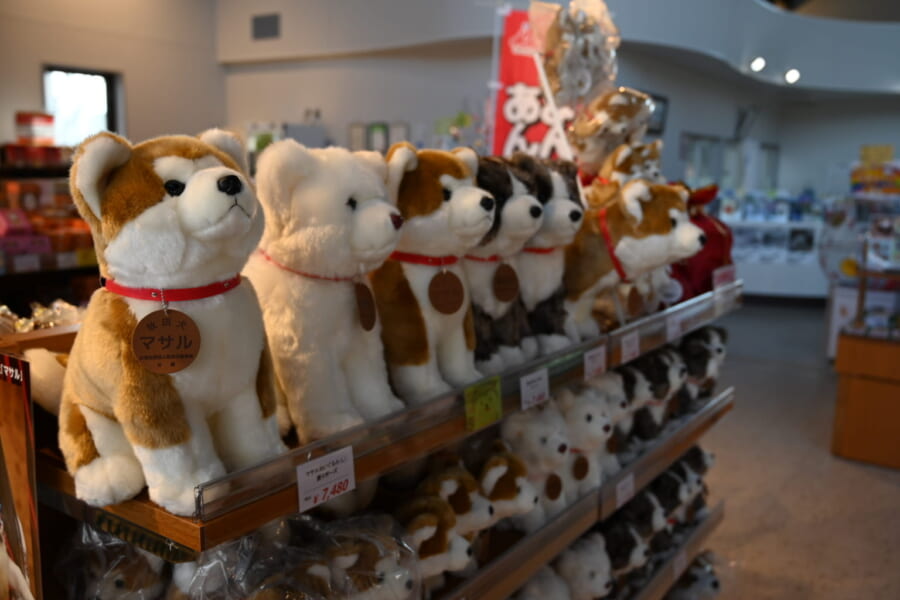 Los perros japoneses, por ejemplo el Akita y el Shiba, son motivos populares para los recuerdos.