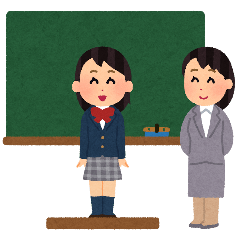 Una niña presentándose delante de su clase