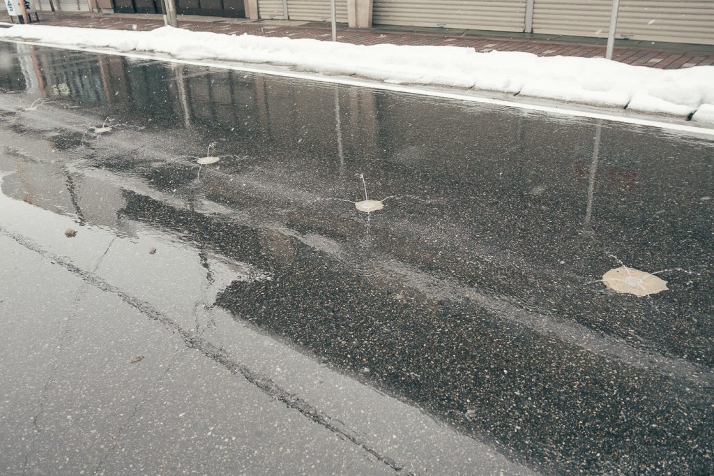 El sistema de fuentes calientes para el hielo en Murakami