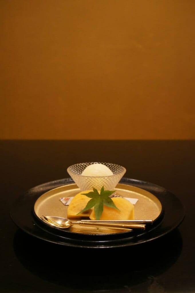 Postre durante una cena kaiseki