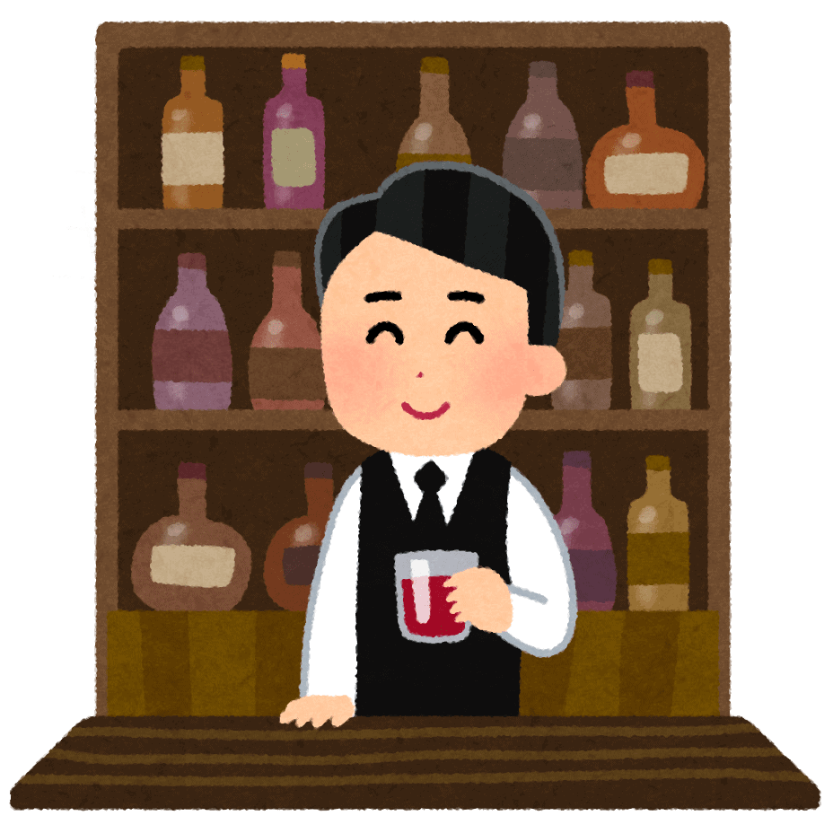 ilustración de un camarero sirviendo una bebida en