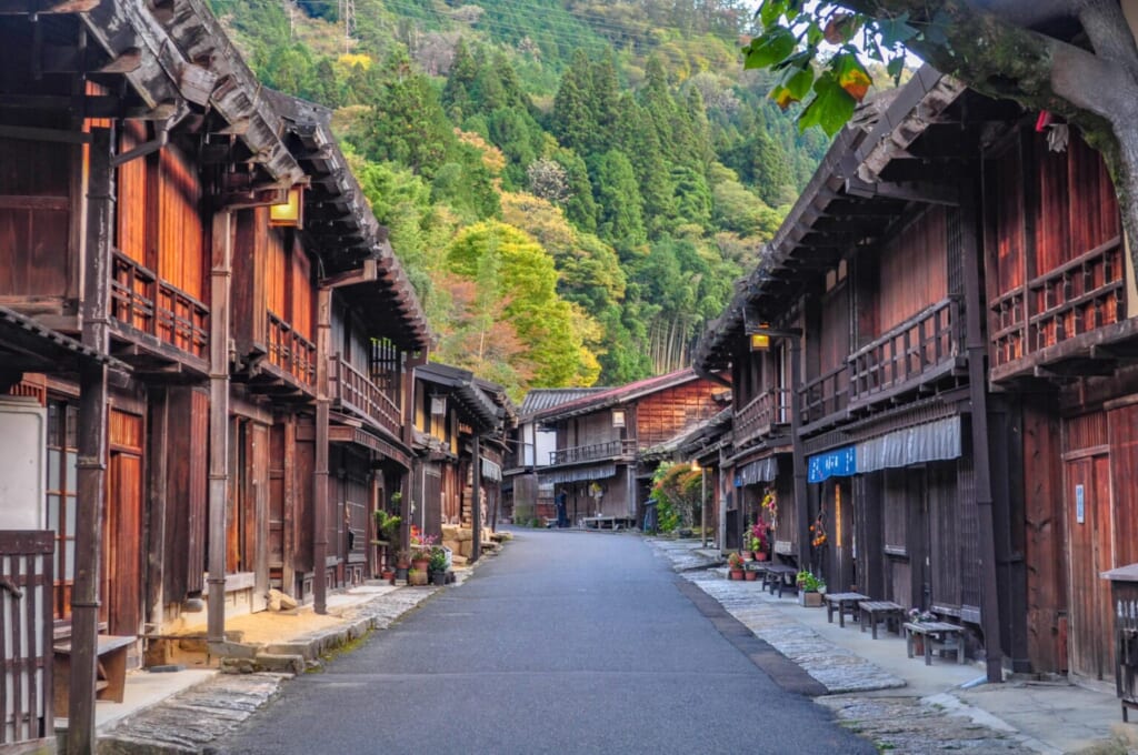 Das Dorf Tsumago im Kiso-Tal.