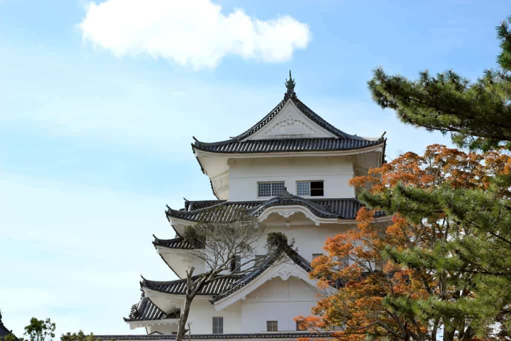Die Burg Iga-Ueno in der Präfektur Mie, Japan.