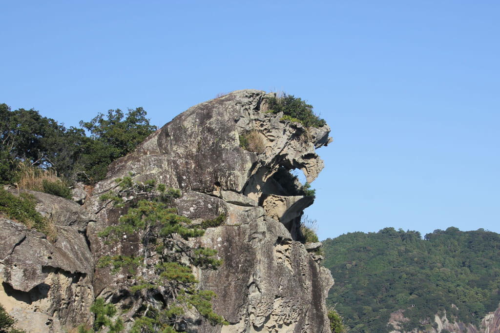 Eine Felsformation in Form eines Löwen in Kumano.