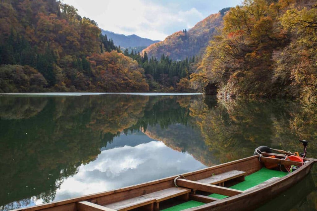Die Schlucht Mugenkyo auf dem Fluss Tadami, Aizu-Wakamatsu.