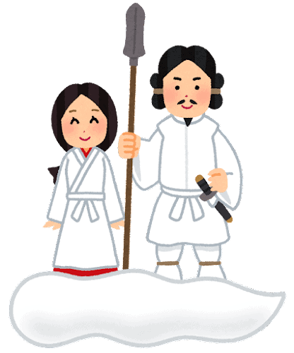 Das Götterpaar Izanami und Izanagi.