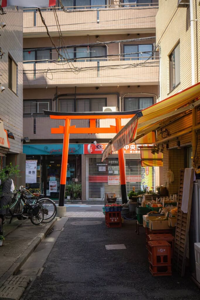 Torii-Tor in den Straßen von Tokio