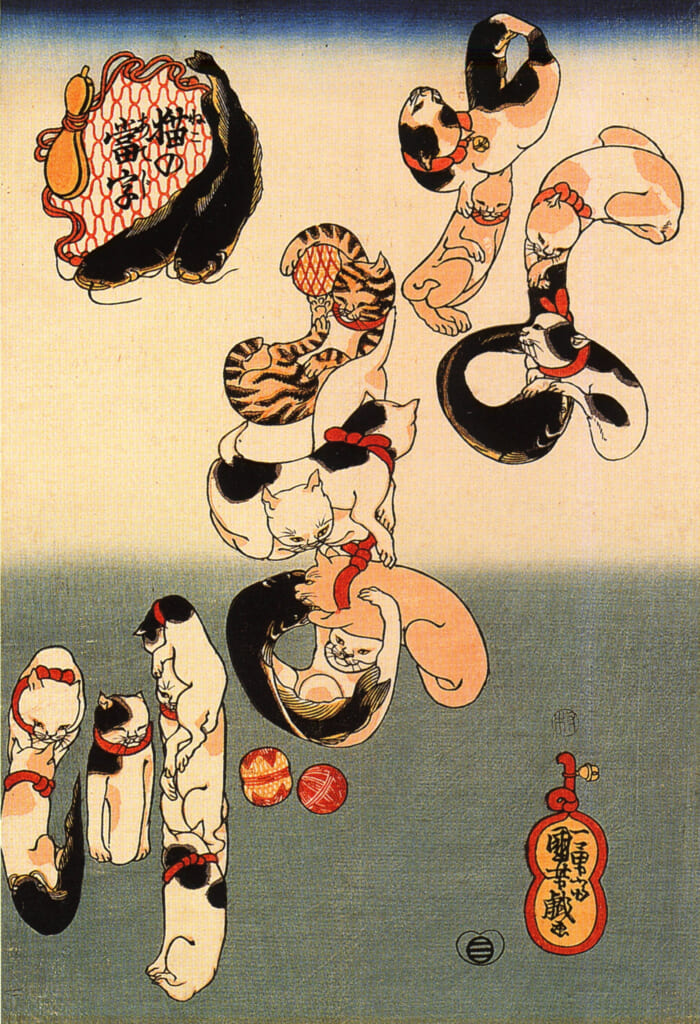 Ukiyo-e mit Katzen von Utagawa Kuniyoshi