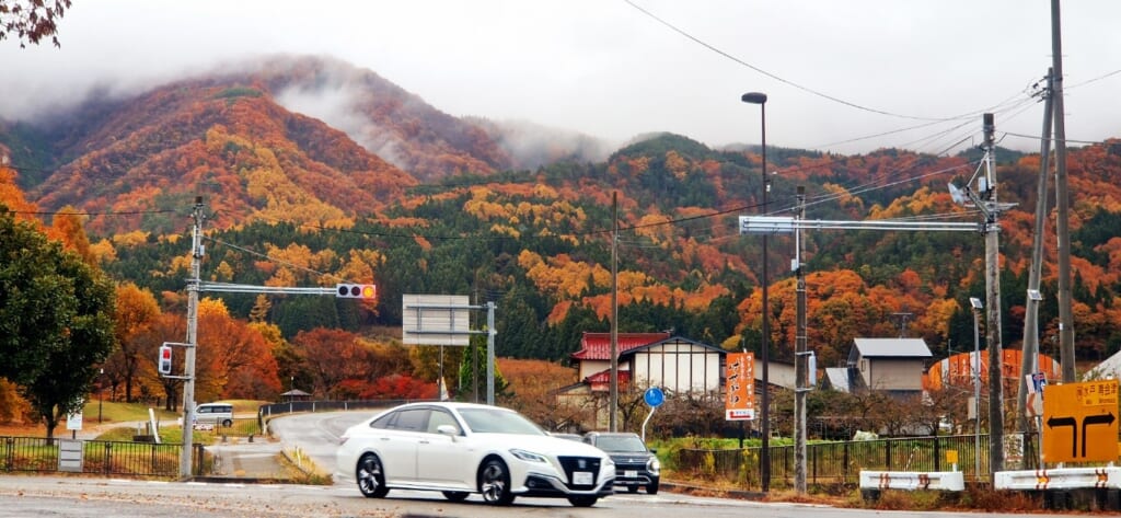 Herbstlaub in Aizu-Wakamatsu