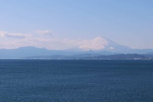 Panorama con il mare e il Monte Fuji