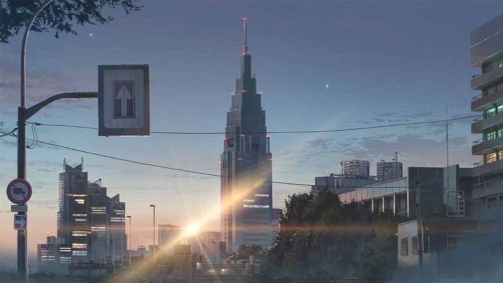 NTT Docomo Building dal film di animazione "Your Name"