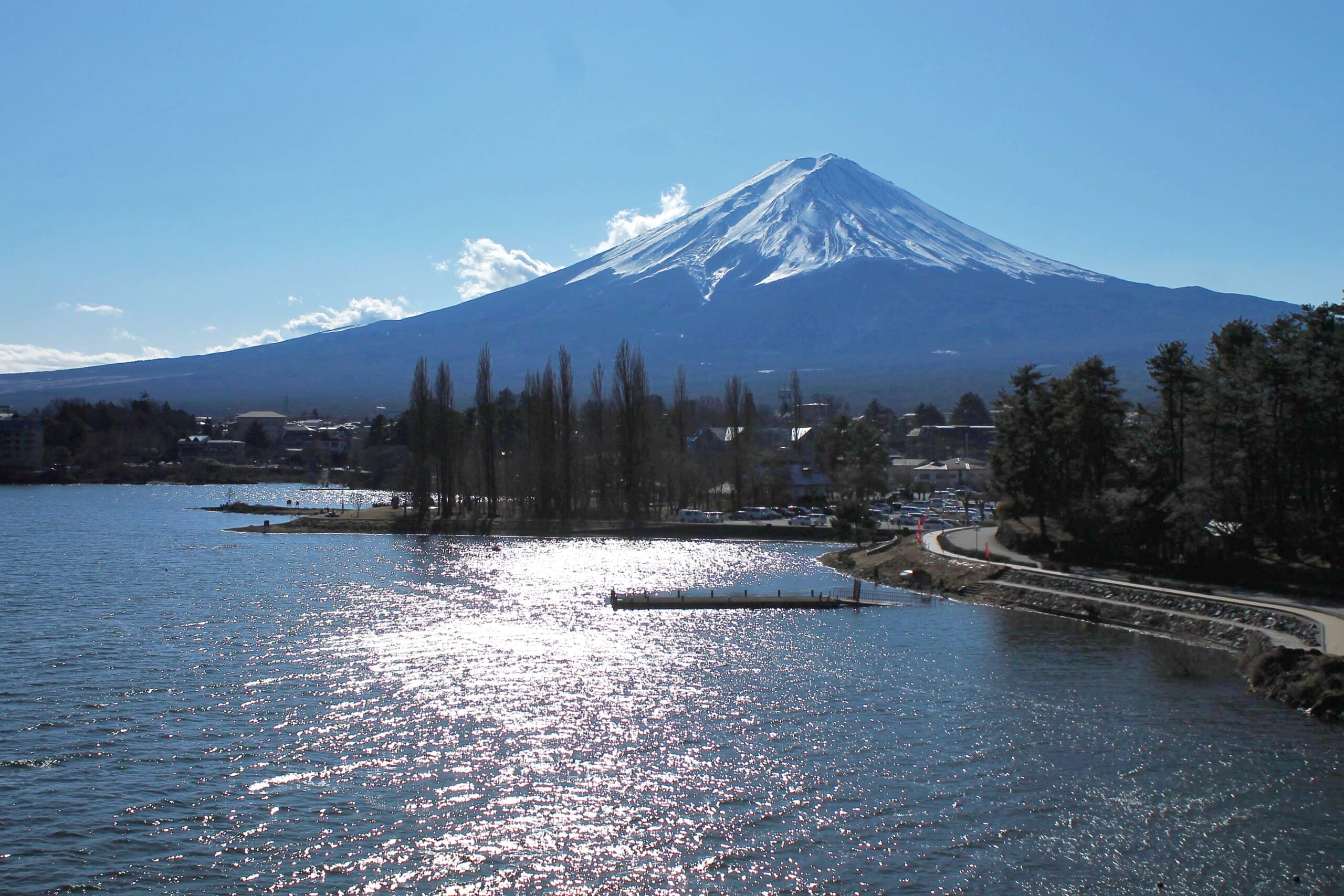 Vista del monte Fuji dal lago Kawaguchi