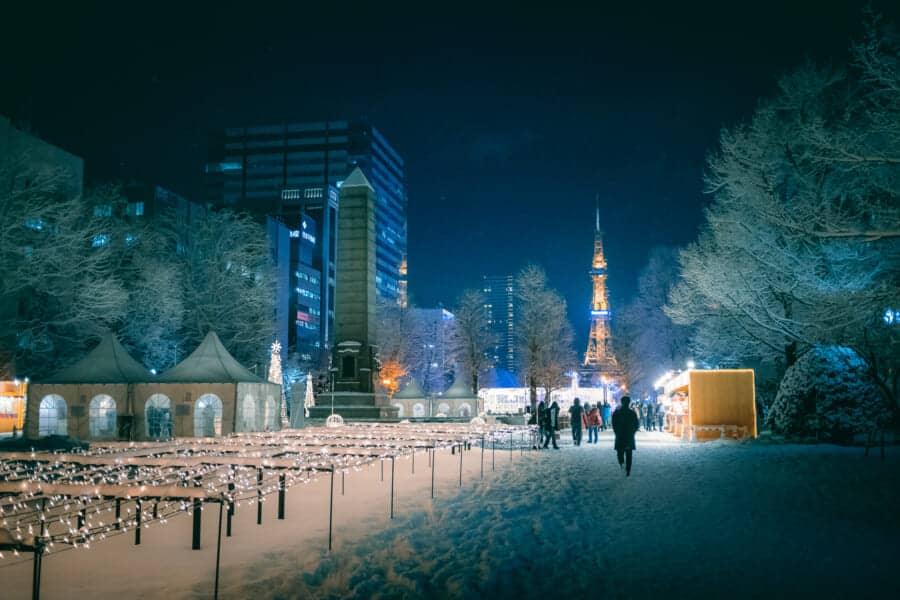 Odori Park sotto la neve a Sapporo