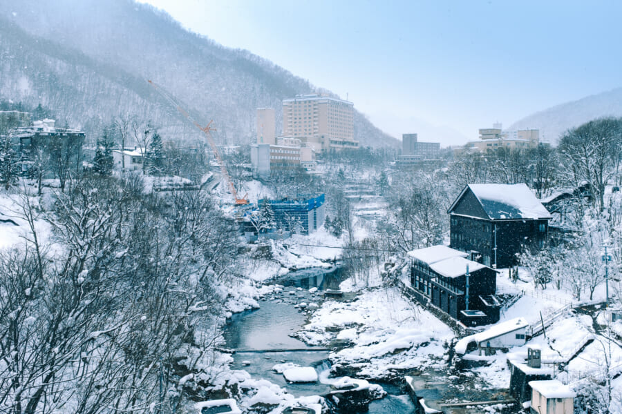Vista su Jozankei in inverno