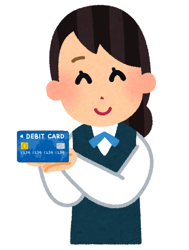 Illustrazione di una donna con una carta di debito