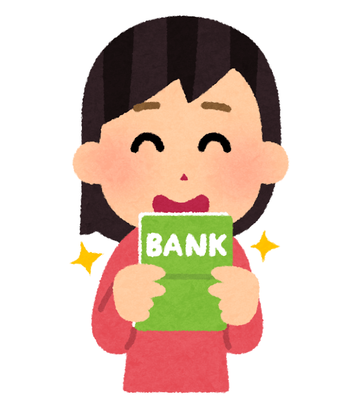 Illustrazione di una donna con un libretto bancario
