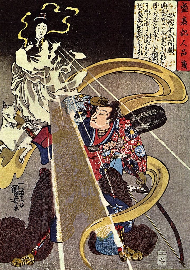 Stampa ukiyo-e che raffigura l'apparizione della dea volpe